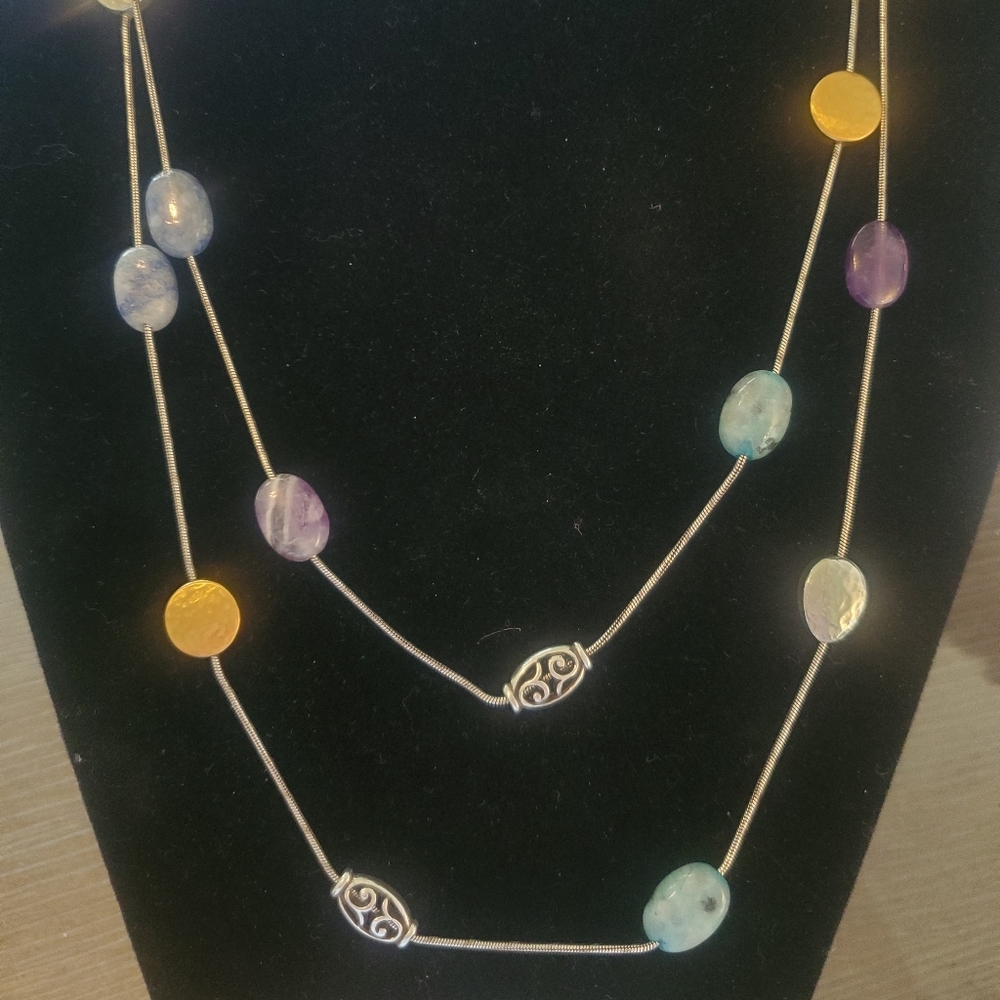 BRIGHTON Mediterranean  Multicolor Gemstone Necklace, Adjustable 44-46"